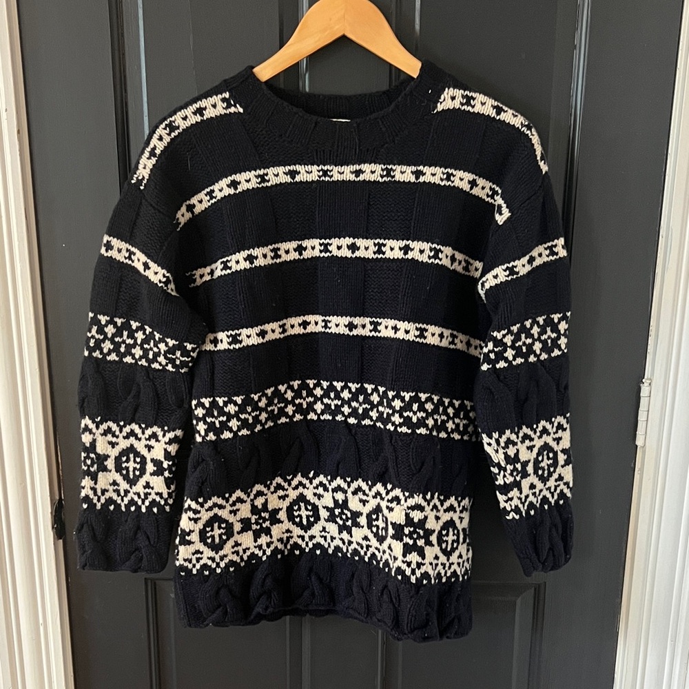 Black and Cream Patterned Women's Sweater